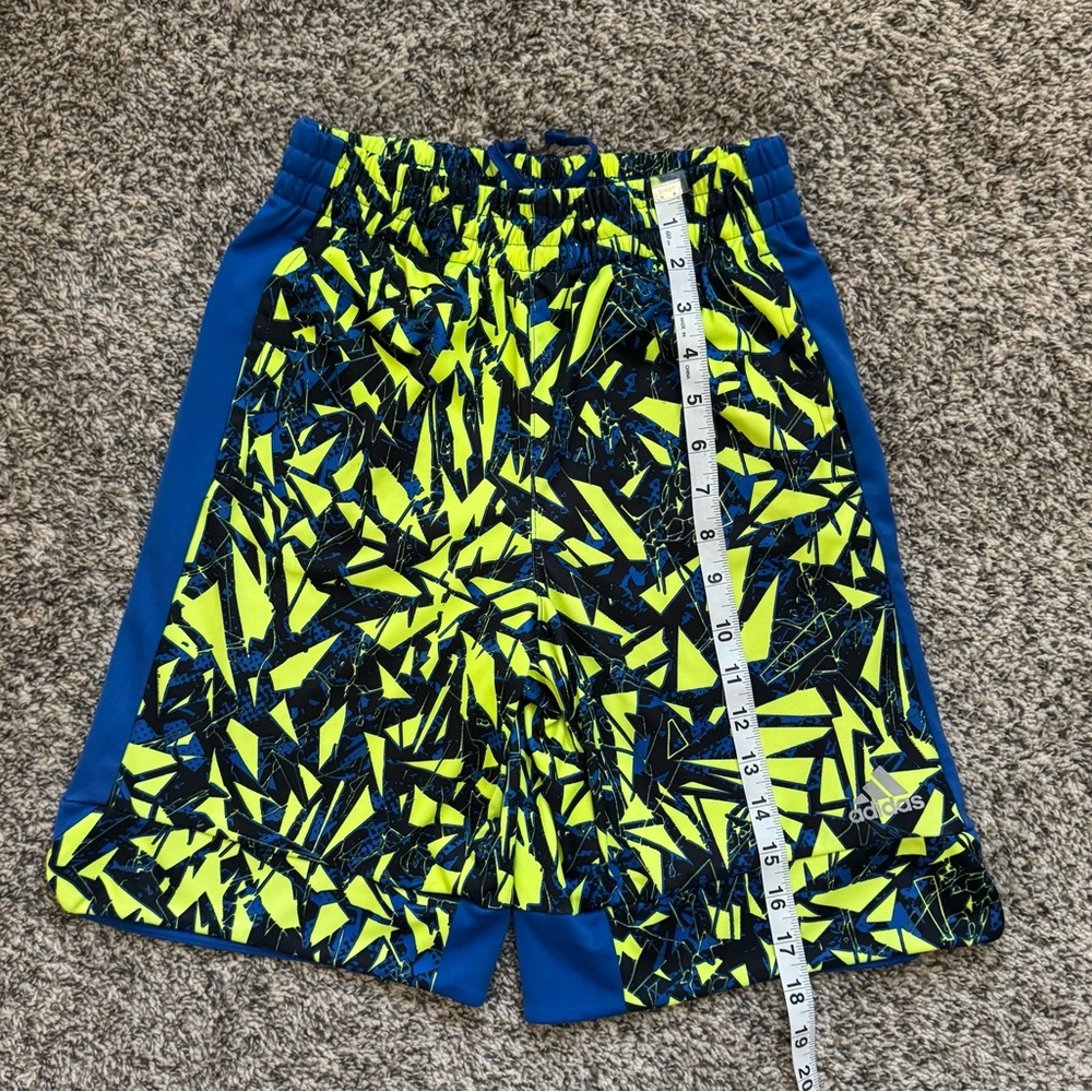 Adidas Neon Yellow and Blue Athletic Shorts